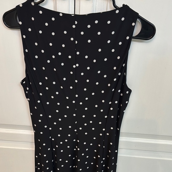 Ralph Lauren Black Polka Dot Midi Dress. Size 10. Stretchy. Classic - Picture 6 of 7